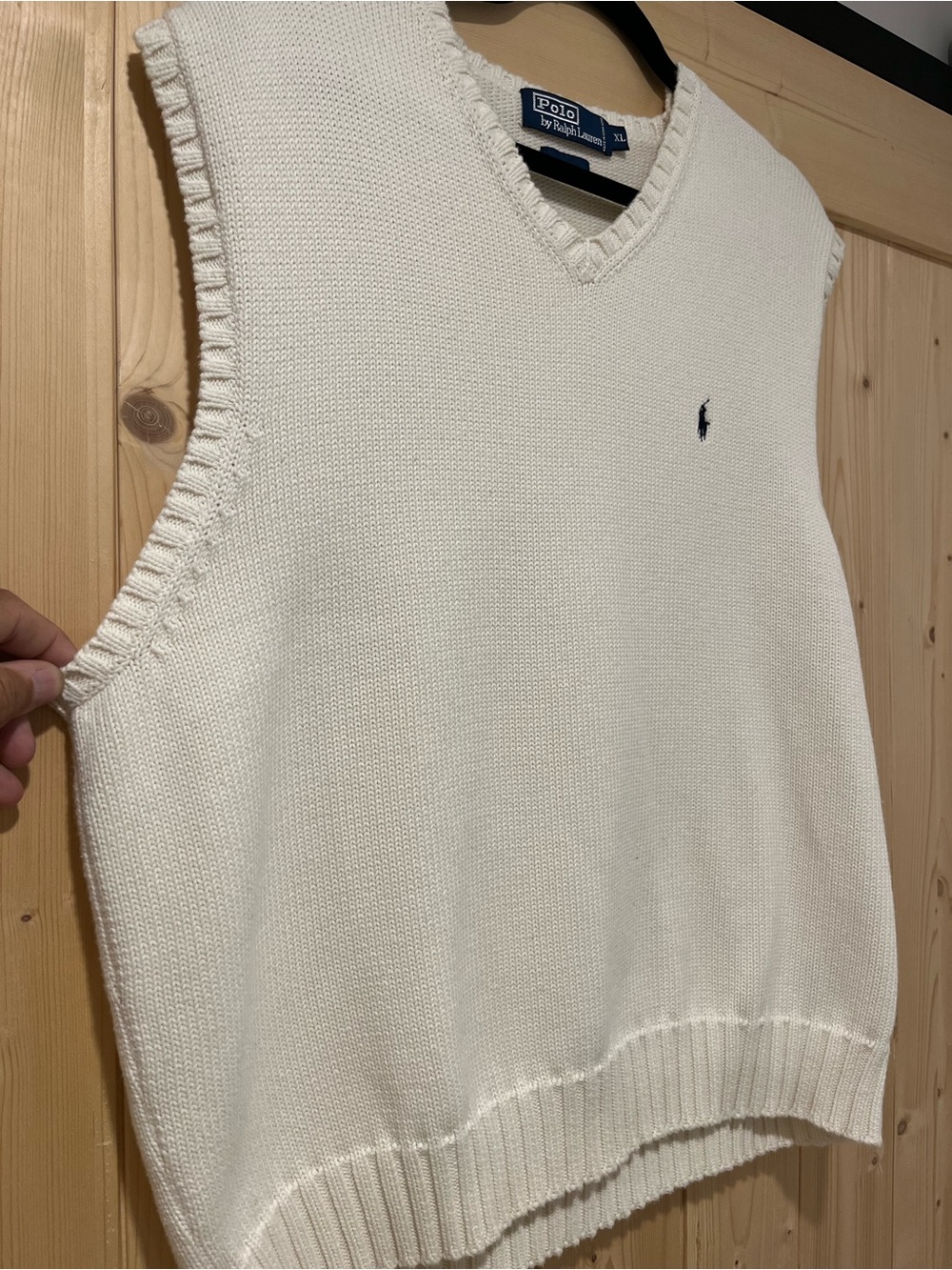 Ralph Lauren White V-Neck Sweater Vest with Navy Pony XL - Picture 4 of 7